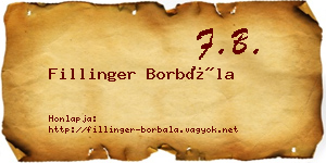 Fillinger Borbála névjegykártya